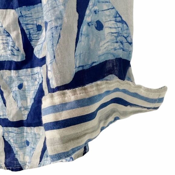 J. McLaughlin Lois Linen Small Blouse Blue White - Picture 11 of 13